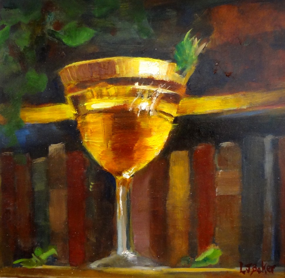 Painting by Linda J. Baker of a cocktail by Hannah Chamberlain.